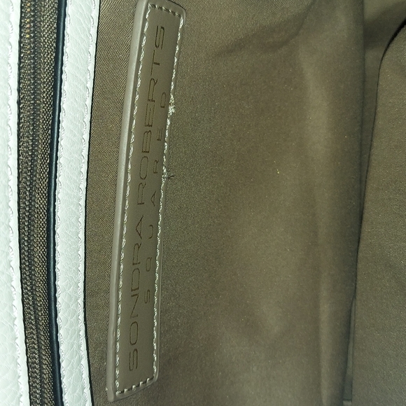 Sondra Roberts Squared White Faux Leather Hobo Handbag w/ Metallic Braided Strap - Picture 12 of 16